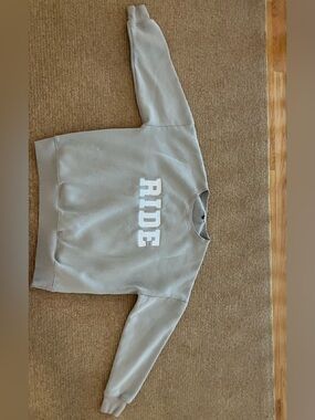 TKEQ RIDE Embroidered Crewneck Sweatshirt Beige Size 2